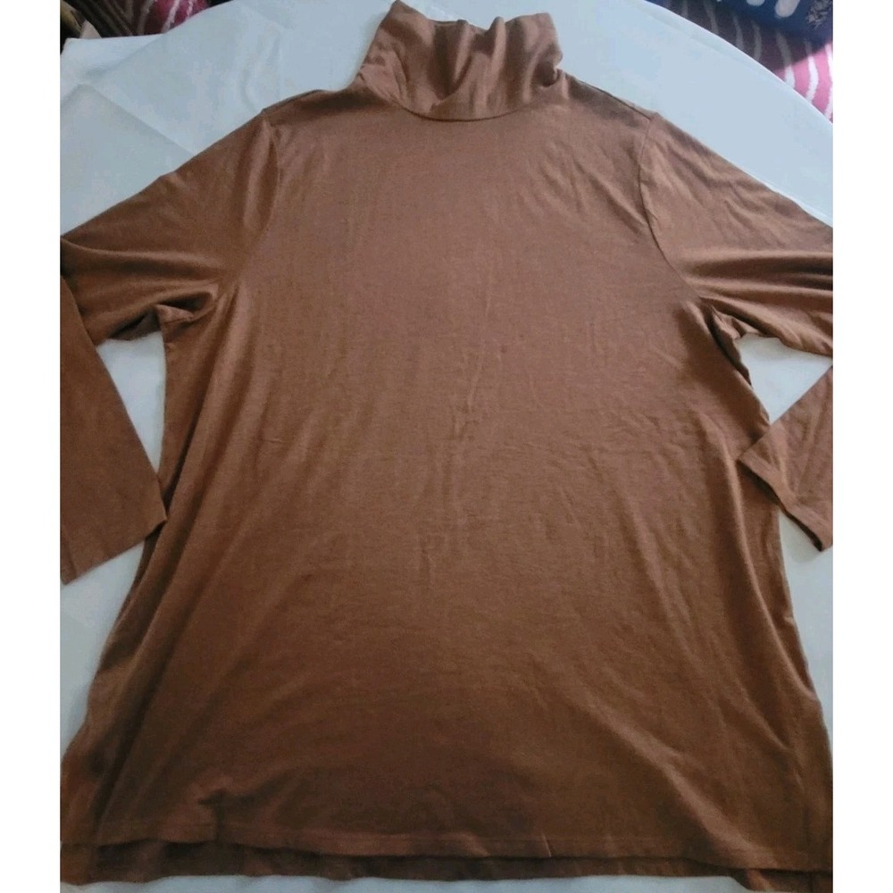 J.Jill Luxe Supima Turtleneck Tunic XL Brown Supima Cotton Stretch Long Sleeve - Picture 5 of 11